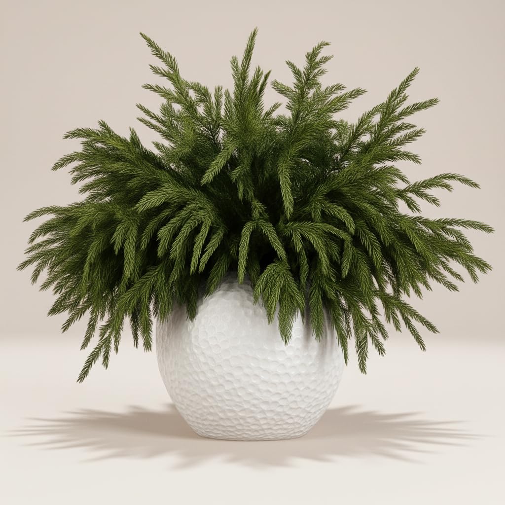 Photo 1 of 16 Pack Real Touch Norfolk Pine Branches – 18" Artificial Pine Stems for Christmas Decor, Faux Greenery Picks for DIY Wreaths, Garlands, Vase Arrangements, Holiday Indoor & Outdoor Decorations