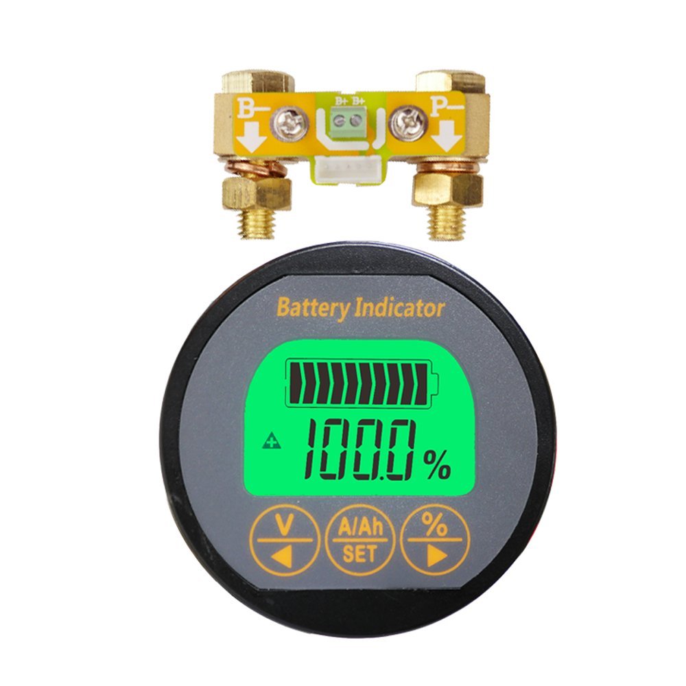 Ampnogy AiLi Battery Monitor Tester Voltmeter Ammeter 8-120V 0-350A 999Ah for Car Auto Motorboat Caravan Motorhome Motorhome Solar