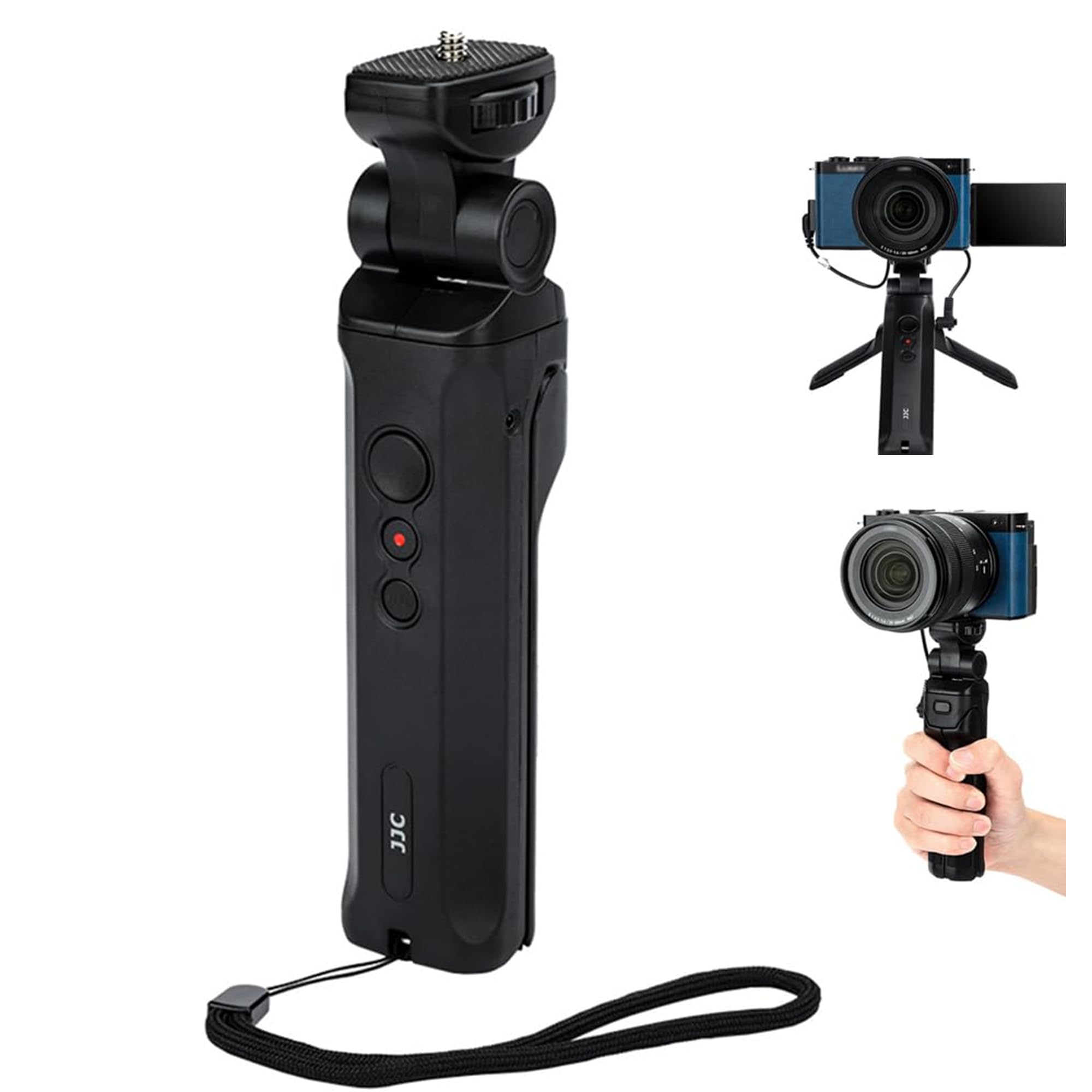 JJC Remote Shooting Grip & Travel Desk Tripod for Panasonic DC-ZS99 (TZ99) G100D and S9 Cameras Selfies Vlogging, Replace Panasonic DMW-SHGR2 Tripod Grip