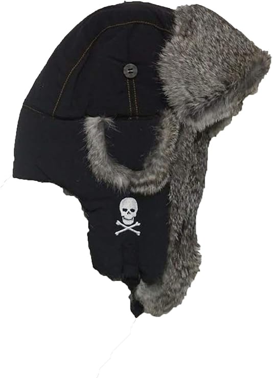 Mad Bomber Skull Bomber Hat (M) Black/Grey Rabbit Clothing