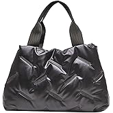 JISYIBOFF Puffer Tote Bag for Women Large Quilted Tote Bag Soft Padded Cotton Checkered Quilted Bags Handbag