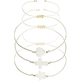 Agriajun Cross Star Heart Charm Stackable Bracelets Set for Women, 3 PCS Simple Handmade String Rope Braided Adjustable Bracelet Friendship Bohemian Summer Jewelry Gift