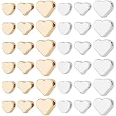 PH PandaHall 14K Gold Plated Heart Beads 6 Styles Heart Spacer Beads 60pcs Love Hearts Spacers Brass Love Bead Loose Metal Spacers for Necklace Bracelet Earring Wedding Jewelry Making Mom Women