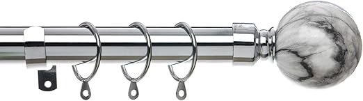 Home Treats Extendable Curtain Pole Marble Chrome Metal Curtain