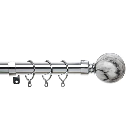 Home Treats Extendable Curtain Pole Marble Chrome Metal Curtain