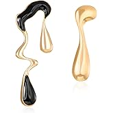 JDONL Irregular Waterdrop Stud Earrings for Women Melting Liquid Asymmetrical Dangle Statement Mismatched Water Droplets Stud Earrings Jewelry