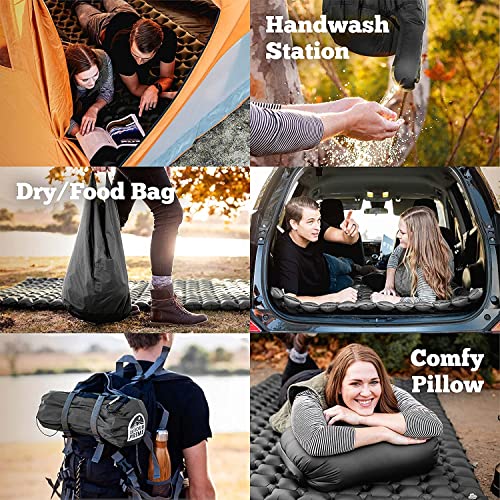 Multiuse Ultralight Double Sleeping Pad w/Paracord Carabiner & Pump