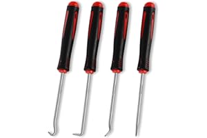 FRXIE 4-Piece Hook and Pick Set, Precision Automotive Pick Tool & O Ring Pick Set with Comfort Grip & Anti-Slip Shaft for Oil Seal, Gasket Removal, and Electronic Repair