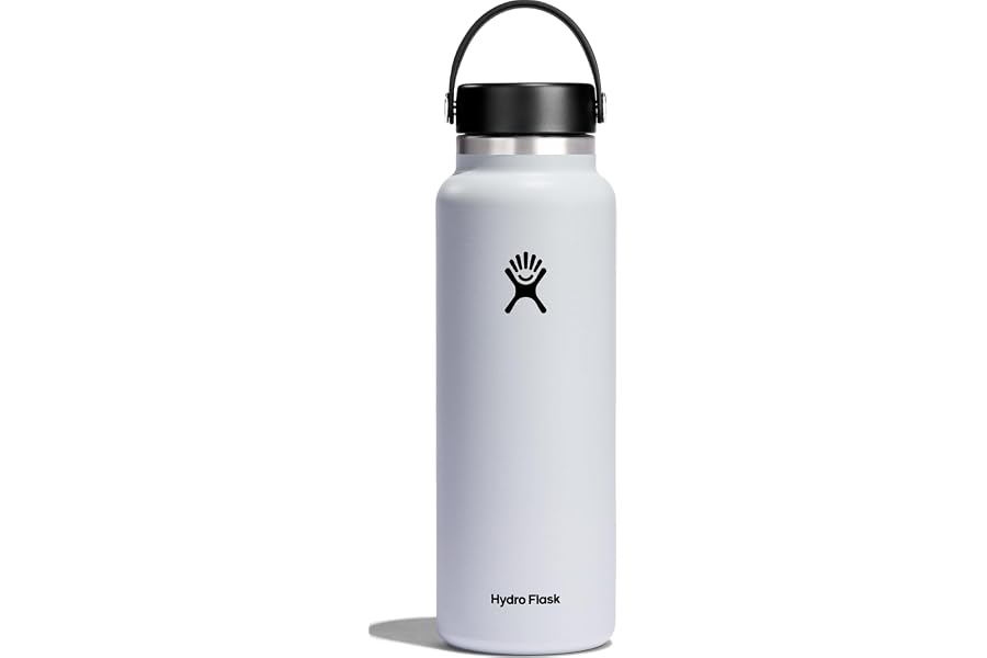 Hydro Flask Water Bottle - Insulated Stainless Steel - Wide Mouth Flex Lid, Non Spill, Leakproof and Refillable in 40 Oz