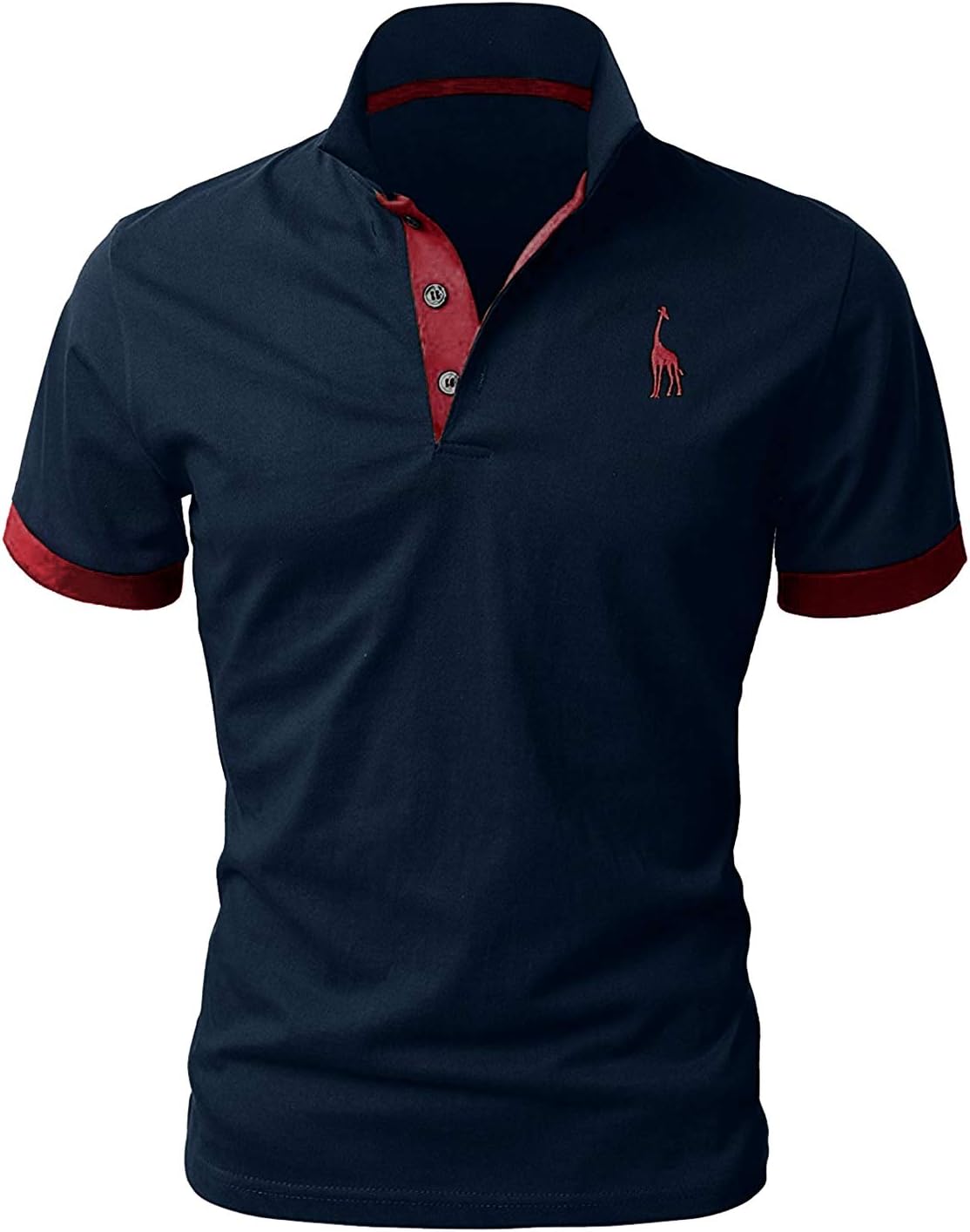 YIPINEU Mens Short Sleeve Polo Shirts Classic Giraffe Embroidery Golf Tennis T-Shirt