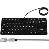 Ultra-Slim 78keys USB-C Mini Wired Keyboard with Media Hotkeys for Apple Mac Pro, MacBook 56Pro/ iMac, Air, Mac Mini, Laptop Computers, Windows Desktop PC 11/10/8/7, With USB-C to A OTG Adapter, Black