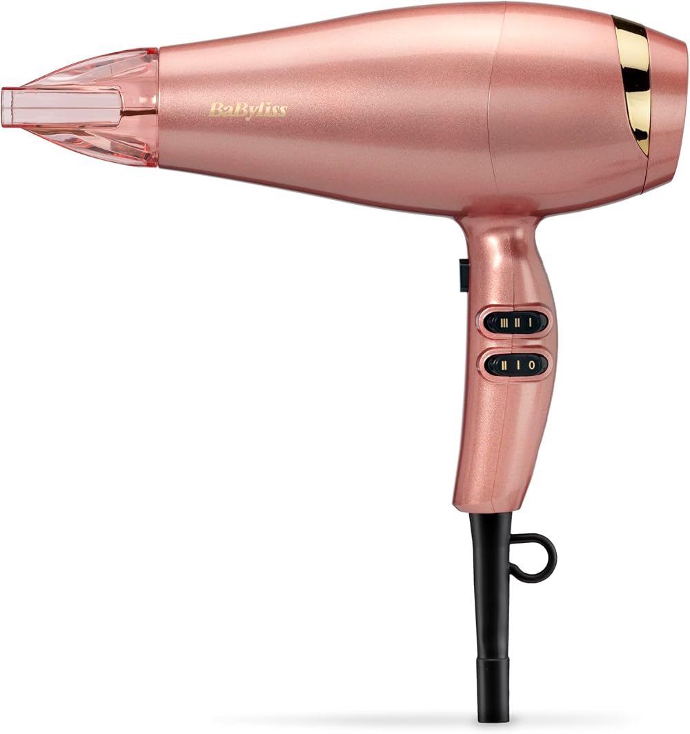 BaByliss Rose Gold Hair Dryer 2100W Ionic Ceramic 3 Heat 2 Speed 5336U