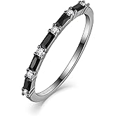 JO WISDOM 925 Sterling Silver Wedding Band for Women Thin Stacking Ring Half Cubic Zirconia Eternity Engagement Ring