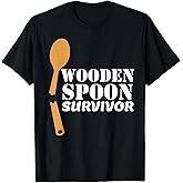 Mens 90s Wooden Spoon Survivor Funny Nostalgic Italian Joke T-Shirt