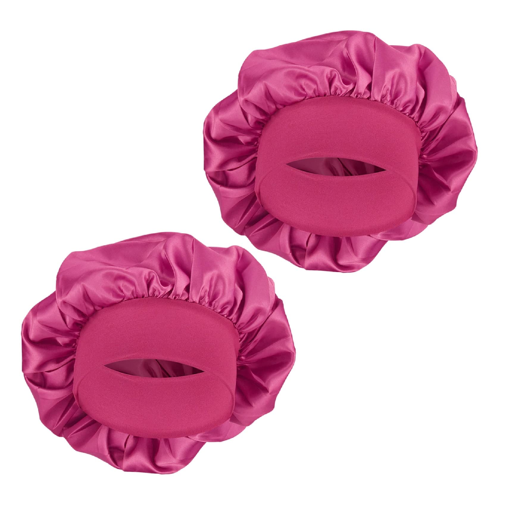 MELTU 2 Pack Hair Bonnet for Sleeping, Satin Bonnet with Wide Elastic Band, Silk Hair Wrap for Sleeping, Soft Sleep Cap (Rose Red)