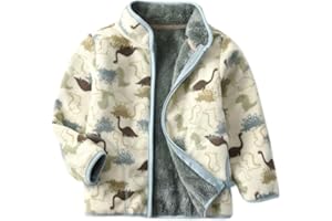 YUHANWOO Kids Printed Polar Fleece Jacket Toddler Baby Boys Girls Autumn Winter Warm Sherpa Lining Outerwear Soft Lightweight