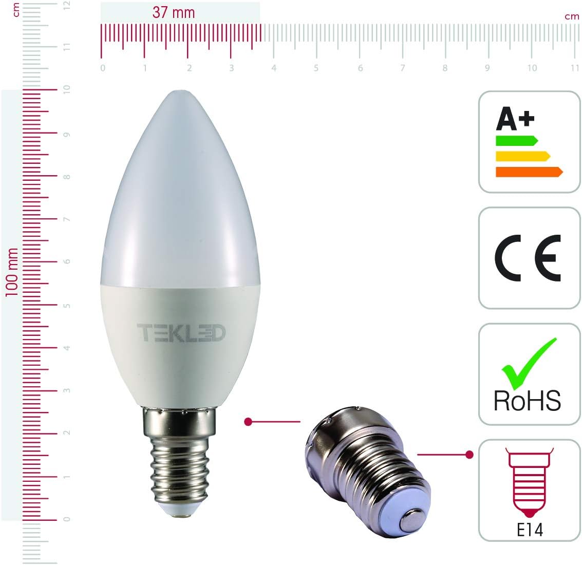 TEKLED® C37 LED Candle Bulbs, 3000k Warm White, 10 Count (Pack of 1) - Image 3