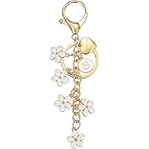 PATIKIL Initial Letter Keychain, Cute Flower Key Chain Women Bling Key Chains for Bag Backpack