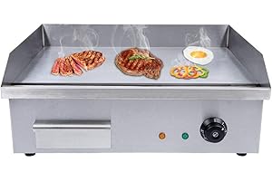 NICE CHOOSE Electric Countertop Griddle, 3000W 21.6'' Commercial Heavy Duty Restaurant Tabletop Flat Top Grill Machine Adjustable Temperature Control with US Plug