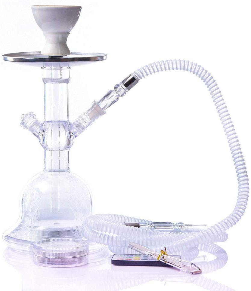 Desert camel Portable Acrylic Hookah Kit Set with LED Light, Hose Hookah Complete Set LED Shisha Hookah Set, Enhance Flavors and Aromas with Large Percolator,C