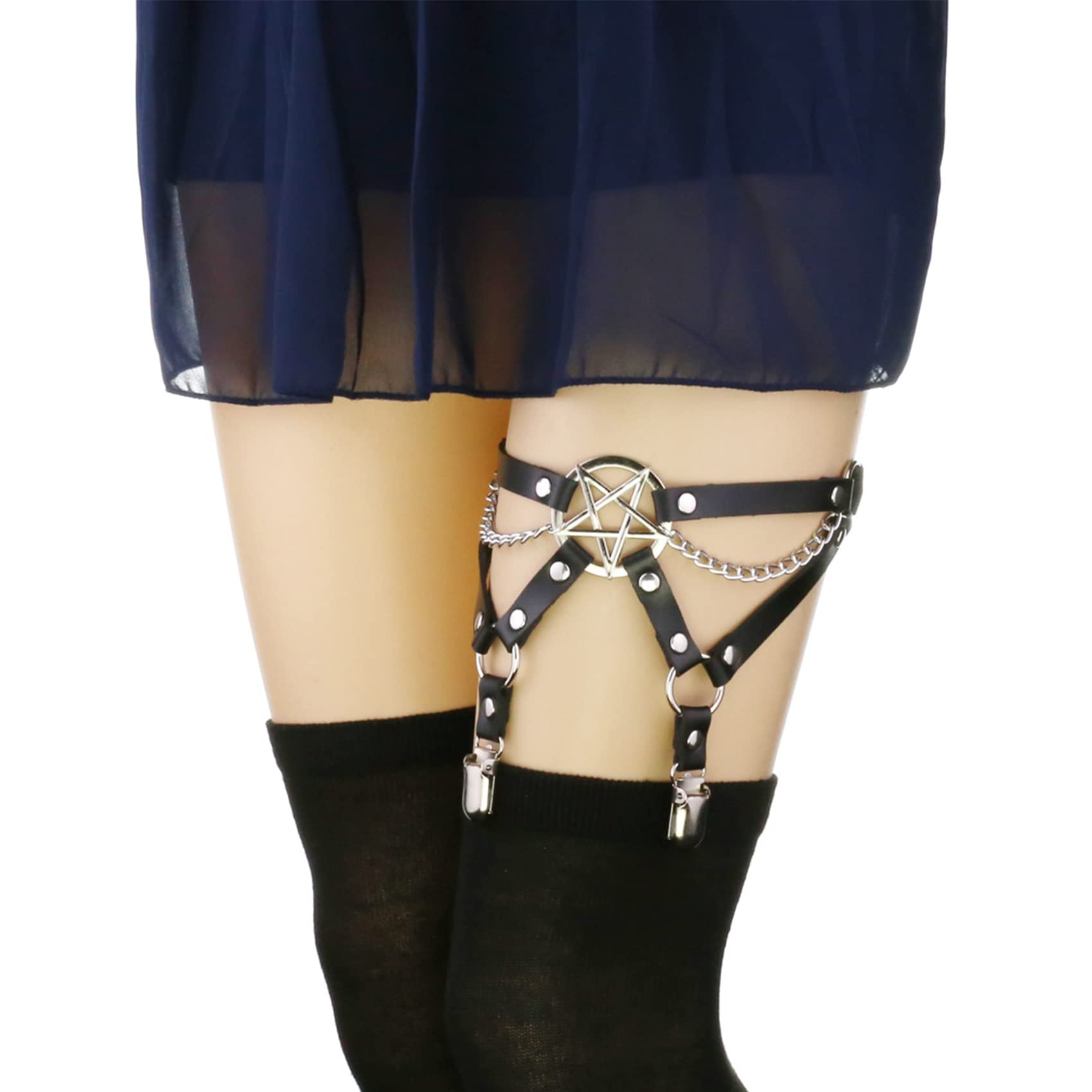 alisikee 2PCs Adjustable Leg Garter with Anti-Slip Clips, Elastic Thigh Garters for Girls Birthday Valentine Gift