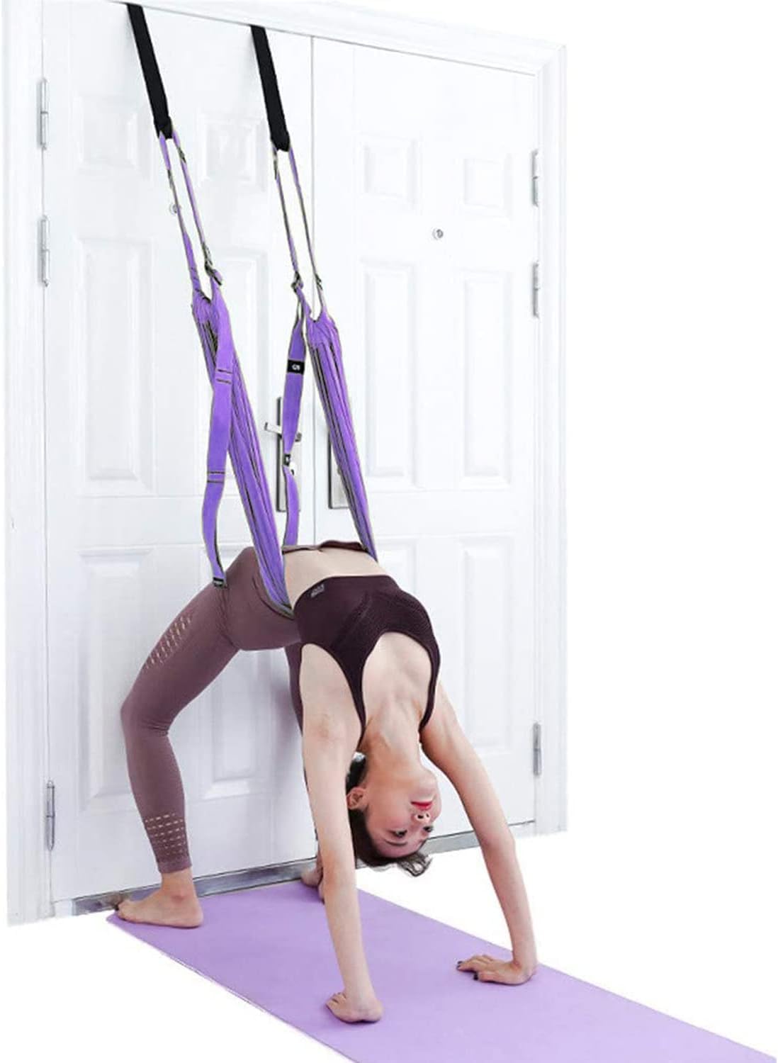 Yoga Stretching Strap, Adjustable Flexibility Trainer for Dance, Ballet and Gymnastics, Purple