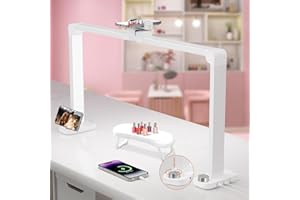 iVict Nail Desk Lamp, 34" Nails Tech Light with Phone Stand, 0-100% Adjustable Brightness, 3000K-6000K Color Temperature Led Desk lamp for Nail, Tattoos, Eyebrows, Beauty