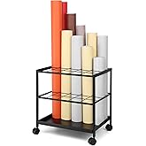 Erordna Blueprint Storage Rack Cart - 20 Slots Metal Blueprint Holder with Double-Layer Grids Ensures Secure, Non-Slip Storage, Organizing Posters, Architectural Plans, and Artwork Stably. (20 Slots)