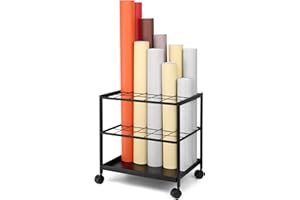 Erordna Blueprint Storage Rack Cart - 20 Slots Metal Blueprint Holder with Double-Layer Grids Ensures Secure, Non-Slip Storage, Organizing Posters, Architectural Plans, and Artwork Stably. (20 Slots)