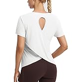baleaf Women's Short Sleeve Athletic Shirts Open Back Workout Tops Quick Dry Loose Fit Gym Running Yoga T-Shirts UPF 50+