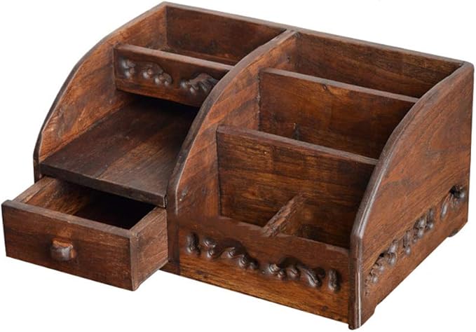 Cajas Decorativas Estante de Madera Maciza Organizador de cosméticos de