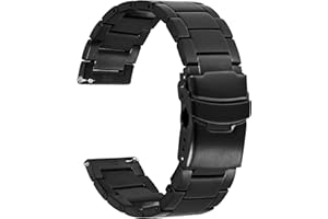 WOCCI 22mm Heavy-duty Metal Watch Band for Men, 316L Stainless Steel, Double Locking Deployant Clasp (Black)