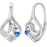 PCTJYFU Christmas Gifts Cute Dinosaur Earrings 925 Sterling Silver Blue Zircon Jewelry Animal Earrings for Women