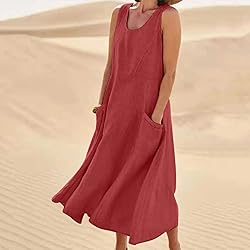 Women's Summer Cotton Linen Long Dress Sleeveless