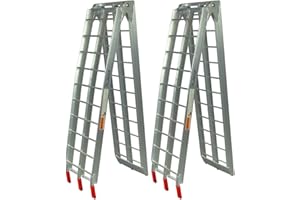 Pit Posse PP2755P Pair of Lawn Mower ATV Folding Loading Ramps Made of Aluminum 89" 1500Lbs Rated - Pick Up Truck Ramps for Dirt Bike, Scooter, 4 Wheeler, Motorcycle, Tractor - Lightweight & Safe