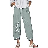 Unlimit Women Capri with Pockets, Summer Casual Pants, Beach Comfy Crop Pants, Cotton