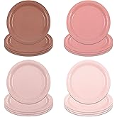 AimFun 48Pcs Dusty Pink Paper Plates 7 Inch Gradient Pink Party Plates 4 Colors Disposable Round Dessert Plates for Birthday Wedding Bride Shower Party Supplies