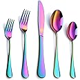 Colorful Silverware Set, 20-Piece Stainless Steel Rainbow Flatware Set, Iridescent Cutlery Utensils Set Service for 4, Mirror Polished, Dishwasher Safe(Muticolorful)