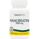 NaturesPlus Pancreatin - 1000 mg, 60 Tablets - Natural Digestive Enzyme Supplement for Gastrointestinal Support - Contains Amylase, Protease & Lipase - Gluten Free - 60 Servings