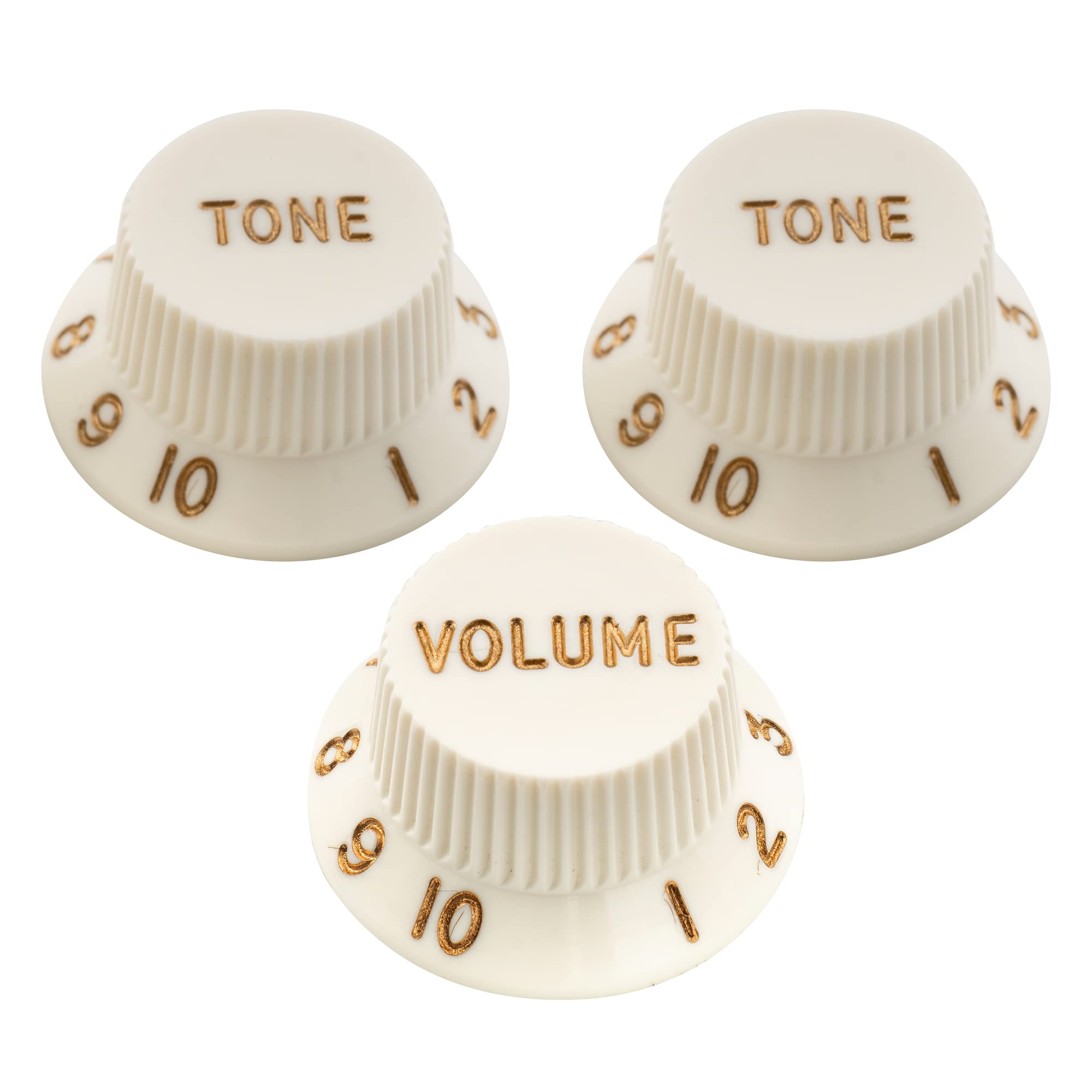 Musiclily Ultra Universal Fitting Size Strat Knobs 2 Tone 1 Volume Set for Fender Stratocaster ST Style Electric Guitar, Aged White