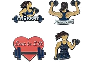 LANGFON 4pcs Fitness Enamel Pins Brooch Bulk Set Exercise Lapel for Backpack, Bodybuilding Button Jewelry Jackets Clothing Bookbags Accessory Gift DIY Decoration (BP-LF-220426-Exercise)