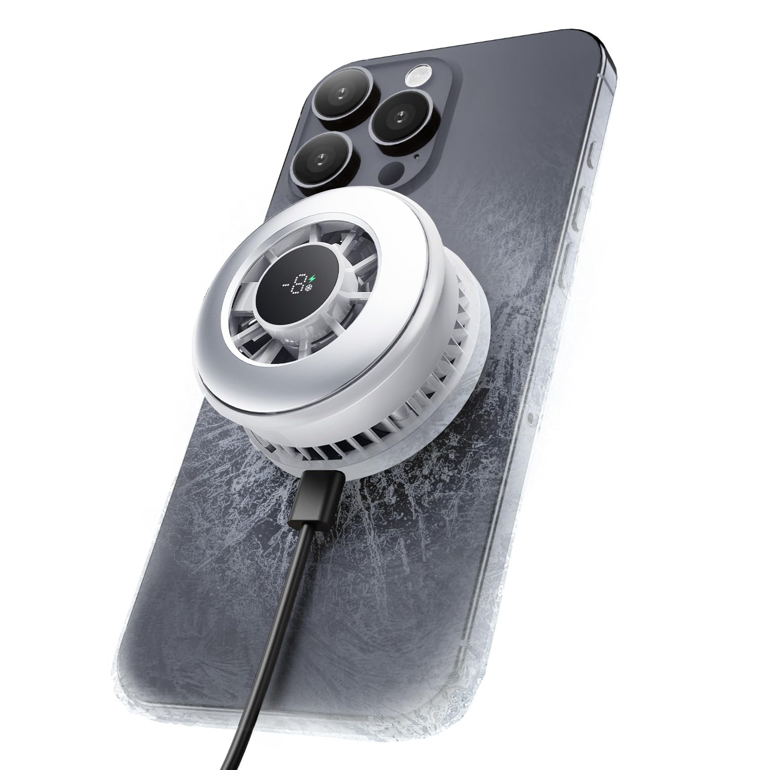 Photo 1 of ?Instant Cooling?? Ql2 Wireless Charger 15W Cooling Magnetic Pad for lPhone 17/16/15/14/13, Phone Cooler for Gaming, Semiconductor Game Cooler White