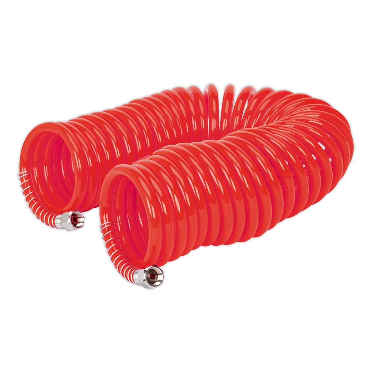 PU Coiled Air Hose 10m x 6mm with 1/4''BSP Unions