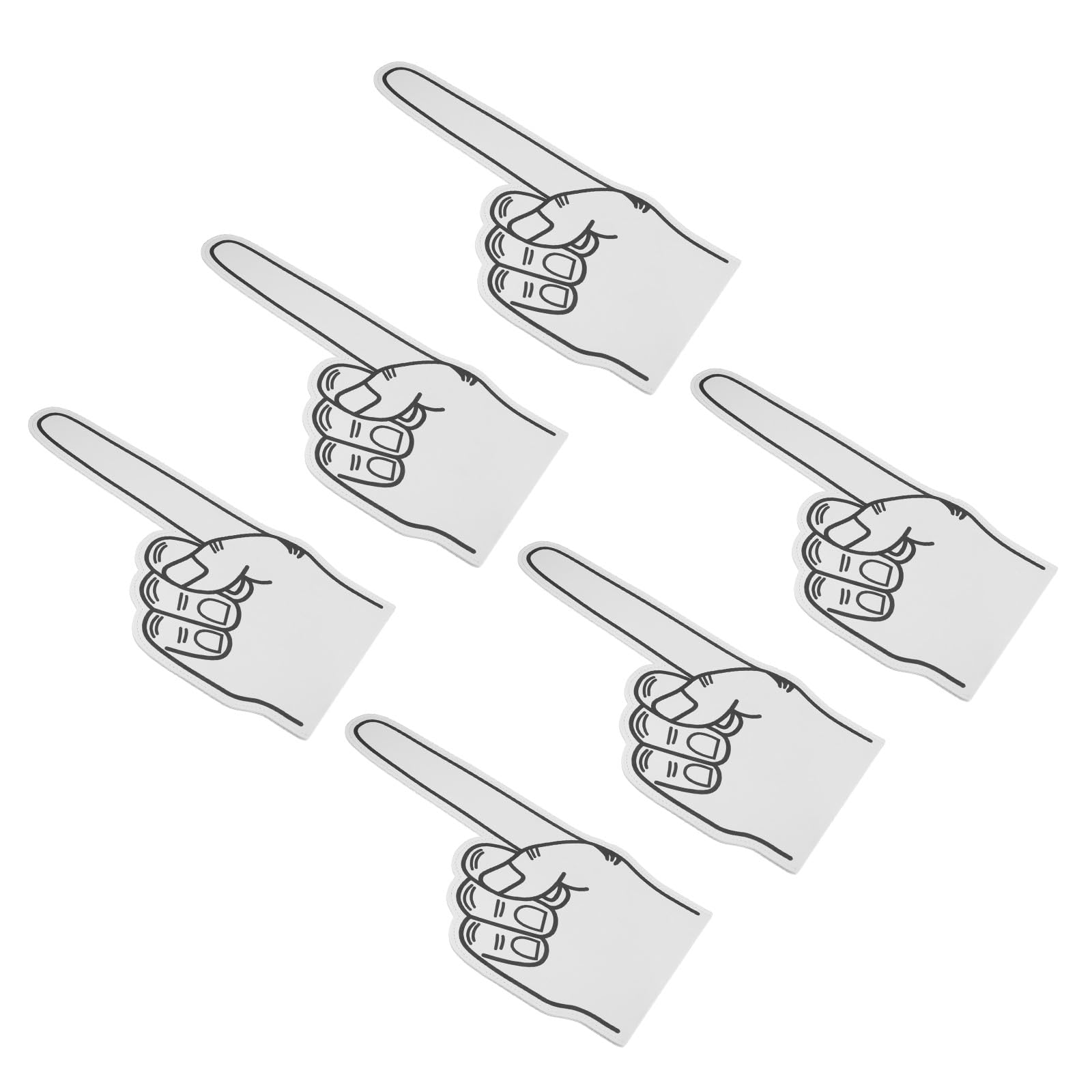 PATIKIL Giant Foam Finger 18 Inch, 6 Pack Number 1 DIY Blank Foam Hand Cheerleading Foam Fingers for Sports Events Games Party Supplies, White, Black Line