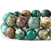 8mm Green Sea Sediment Imperial Jasper Round Gemstone Natural Stone Loose Beads for Jewelry Making Design Crafts 45 Pcs 15 Inch