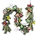 Valery Madelyn Pre-Lit 6 Feet Classic Collection Splendor Red Green White Christmas Garland with 20 LED Lights and Ball Ornaments for Front Door Window Fireplace Mantle Xmas Decor, Battery Operated