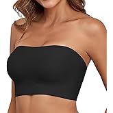 Xcutting Strapless Bras for Women Non-Slip Silicone Bandeau Bra Seamless Wireless Strapless Bra Padded with 1 Pairs Straps