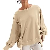 dzmelzu Women Crewneck Sweatshirt Long Sleeve Side Slit Casual Loose Pullover Tops Fall Outfits for Y2K Teen Girls Clothes