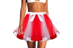 Jewemia Rainbow Tutu Skirts Colorful Tulle Tutu Christmas Tutu Party Dance Skirt Running Skirts for Women and Girls