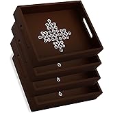 Coffee Table Tray with Handles, Return Gifts for Pooja, Return Gifts for Housewarming, Return Gifts, Indian Return Gifts, Indian Return Gifts for Pooja Bulk - 10" X 8" X 2" Size (4, Brown)